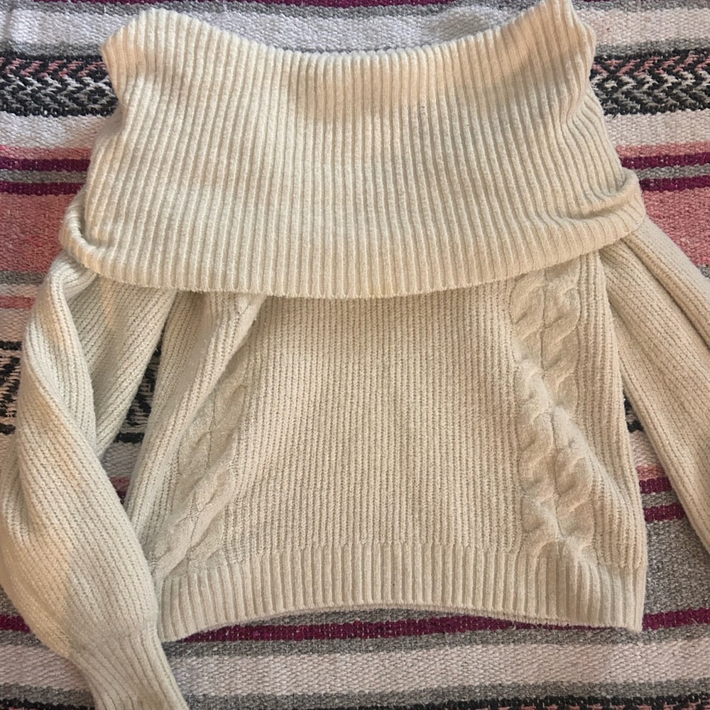 Cream Off-the-Shoulder Sweater
